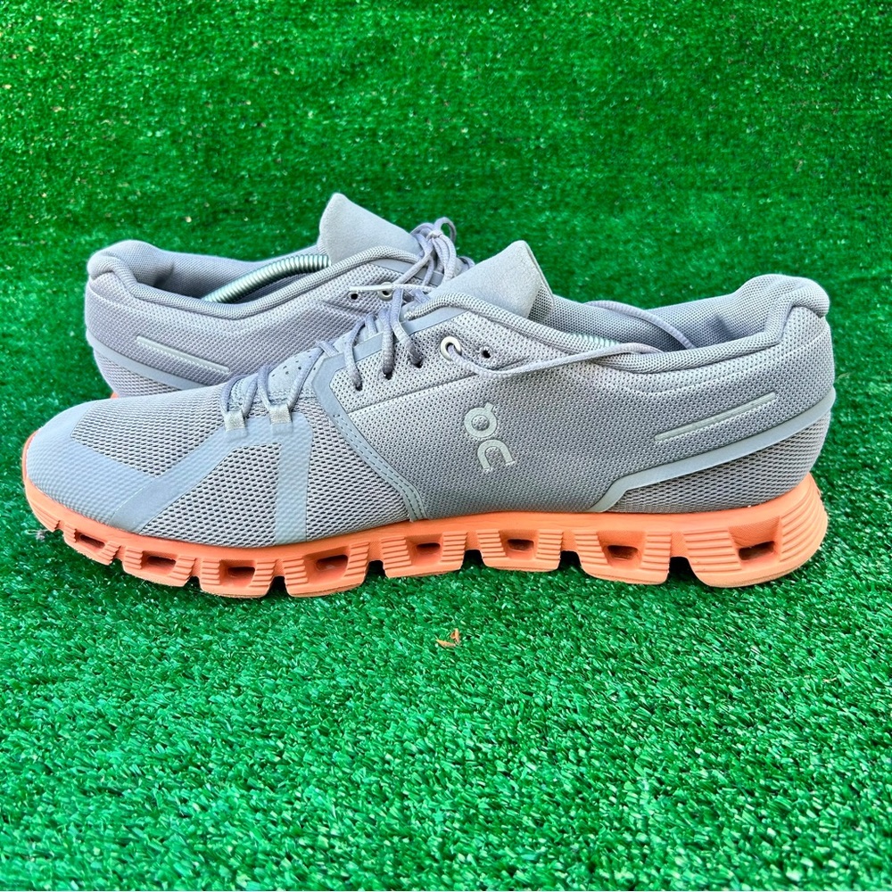 On Running Gray and Orange Athletic Shoes - Picture 6 of 9